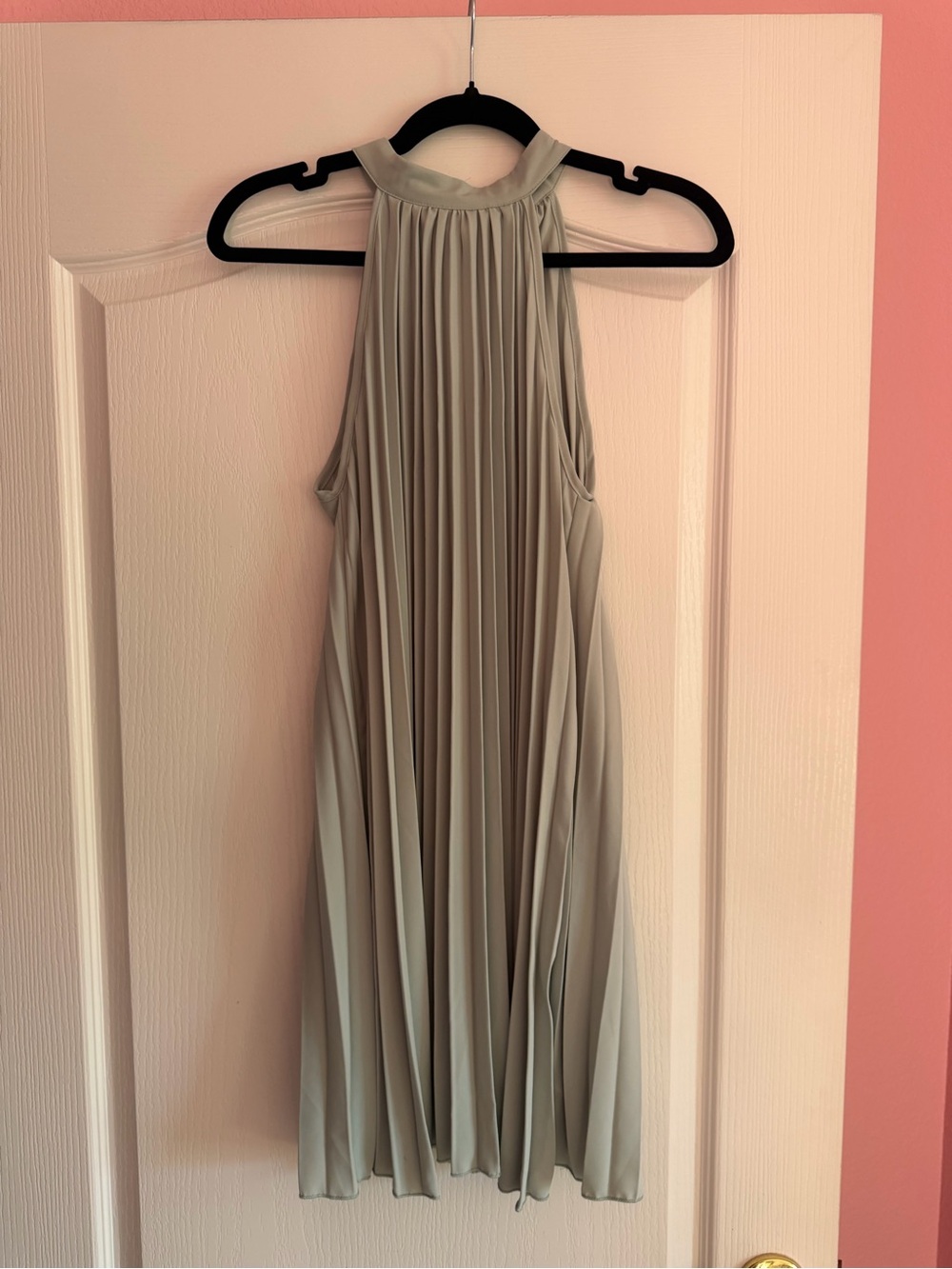 SHEIN Pleated Halter Midi Dress in Sage Green